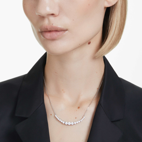 Swarovski Matrix Necklace | Gradient of Round Cuts | White | Rhodium Plated