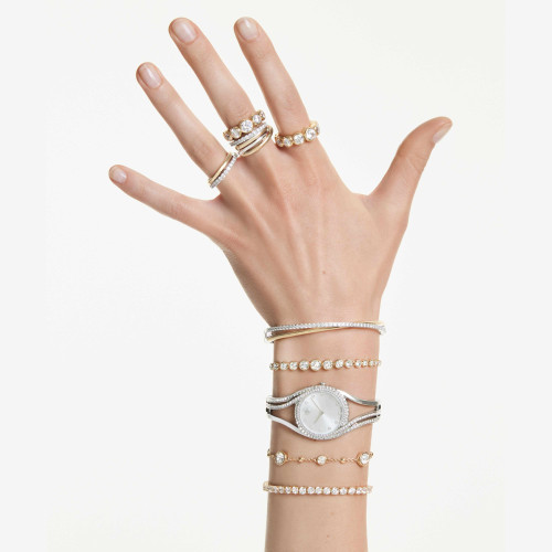 Swarovski Imber Bracelet | Mixed Round Cuts | White | 18k Gold Finish | 24 cm
