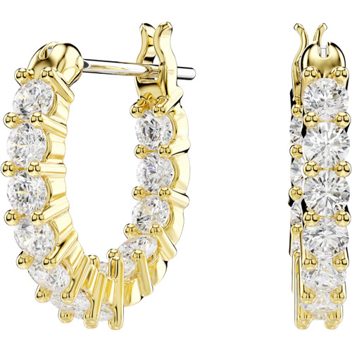 Swarovski Matrix Vittore Hoop Earrings | Round Cut | White | 18k Gold Finish