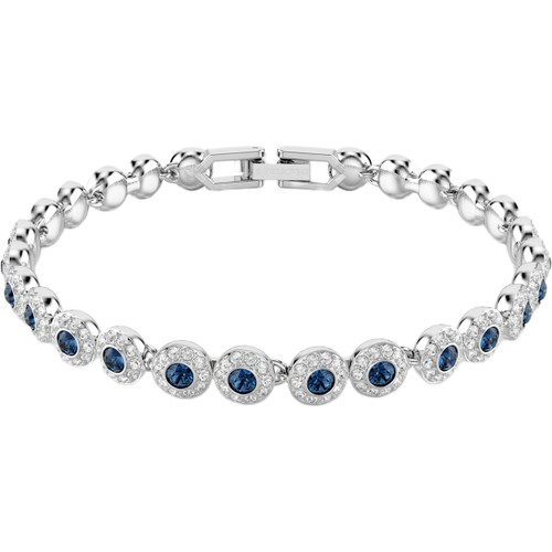 Swarovski Una Angelic Bracelet | Round Cut | Blue | Rhodium Plated | 16.5 - 19 cm