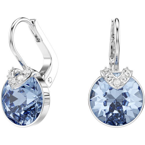 Swarovski Bella V Drop Earrings | Round Cut | Blue | Rhodium Plated