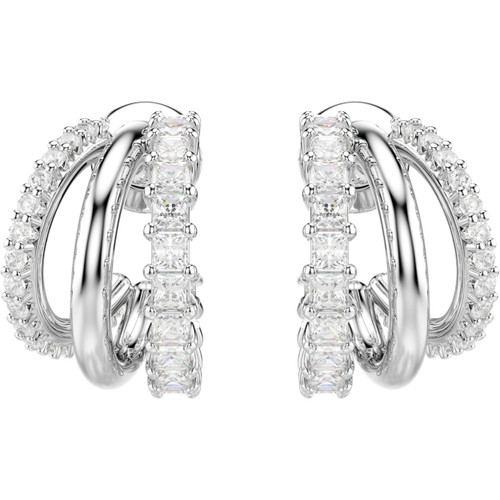 Swarovski Hyperbola Hoop Earrings | Round Cut | Mini | White | Rhodium Plated