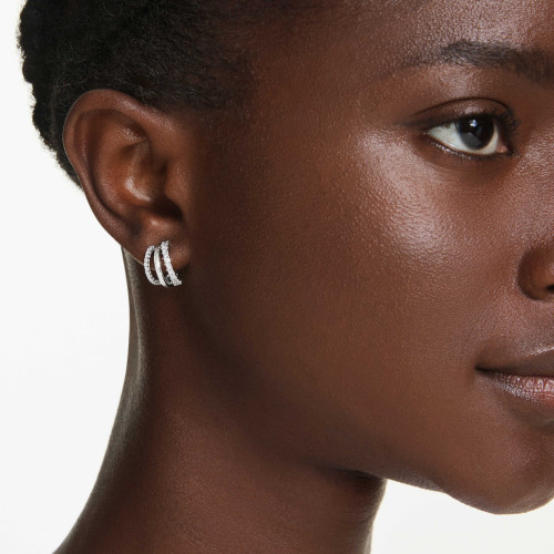 Swarovski Hyperbola Hoop Earrings | Round Cut | Mini | White | Rhodium Plated