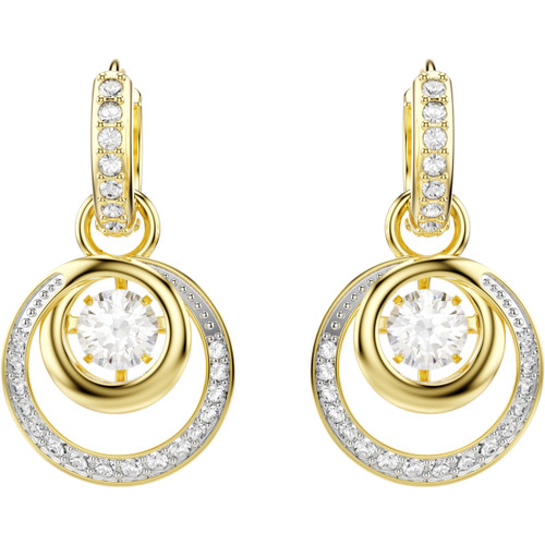 Swarovski Hyperbola Drop Earrings | Round Cut | White | 18k Gold Finish