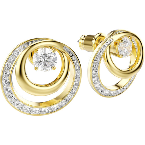 Swarovski Hyperbola Stud Earrings | Round Cut | White | 18k Gold Finish