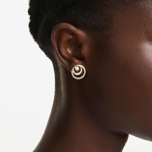Swarovski Hyperbola Stud Earrings | Round Cut | White | 18k Gold Finish