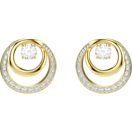 Swarovski Hyperbola Stud Earrings | Round Cut | White | 18k Gold Finish