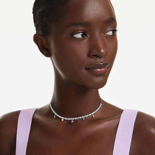 Swarovski x Ariana Grande Multicoloured Necklace | Mixed Cuts | Rhodium Plated