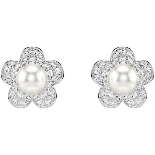 Swarovski x Ariana Grande Stud Earrings | Round Cut | Flower with Pearl | White