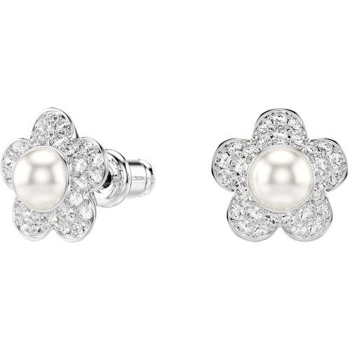 Swarovski x Ariana Grande Stud Earrings | Round Cut | Flower with Pearl | White