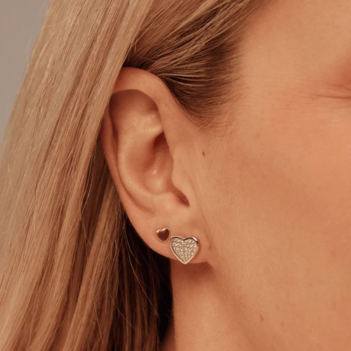 Clogau 9ct Rose Gold Love Heart Stud Earrings | Forever Yours Collection | Sterling Silver