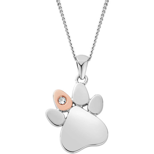 Clogau Paw Prints Topaz Pendant | Paw Prints Collection | Sterling Silver