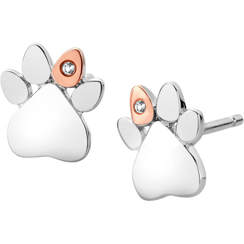 Clogau Paw Prints Topaz Stud Earrings | Paw Prints Collection | Sterling Silver
