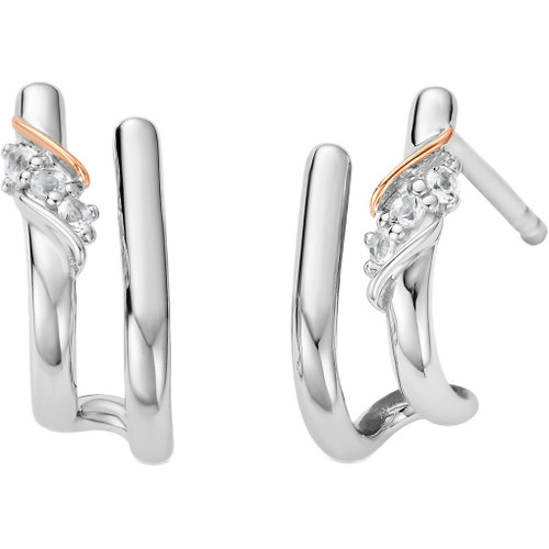 Clogau Topaz Curve Stud Earrings | Past Present Future Collection | Sterling Silver