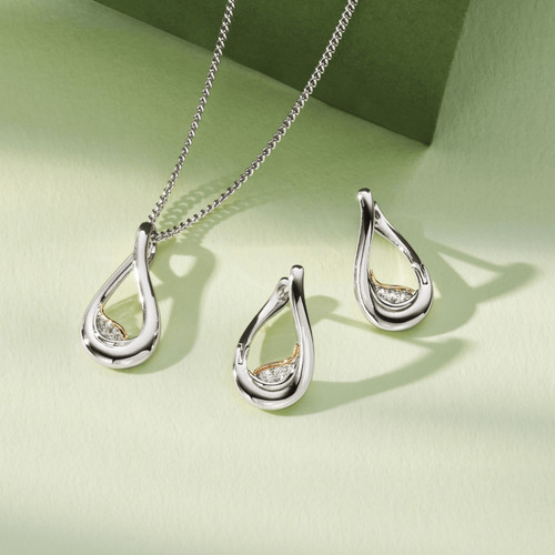 Clogau Topaz Twist Pendant | Past Present Future Collection | Sterling Silver