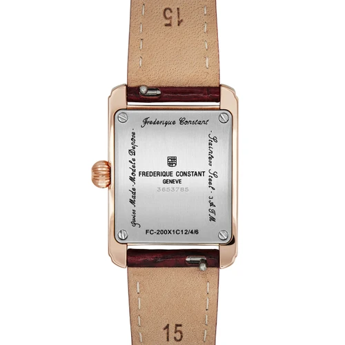 Frederique Constant Classics Carree Ladies Watch | 30mm | Swiss Quartz | White | Burgundy Strap