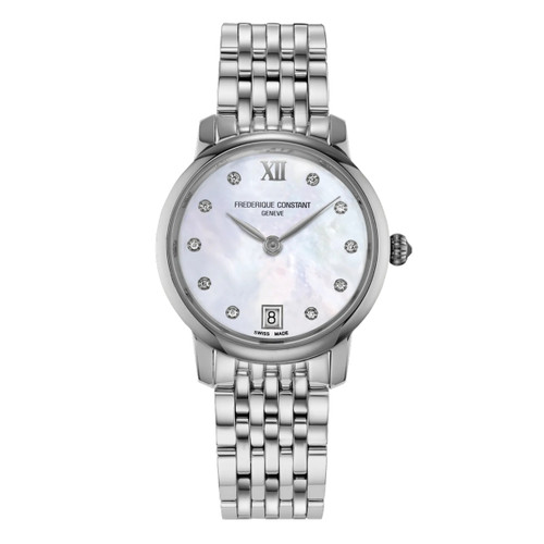 Frederique Constant Classics Watch | Slimline Ladies MoonPhase | 10 Diamonds | Swiss Quartz | 30mm | Mother Of Pearl