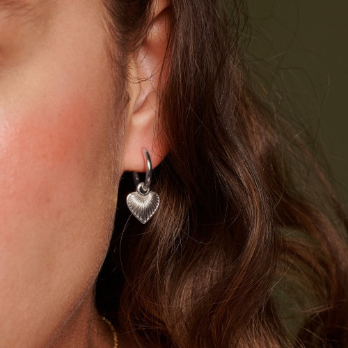 Hot Diamonds Essence Heart Huggie Earrings | Silver