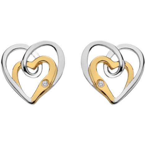 Hot Diamonds Open Two Tone Heart Earrings | Silver