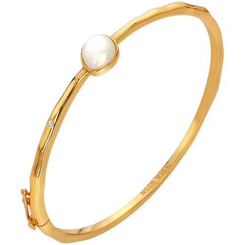 Hot Diamonds X Golden Edit Calm Bangle Mother Of Pearl | Silver