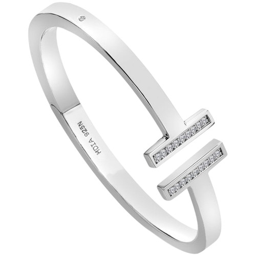 Hot Diamonds X Tasha Ghouri T Bar Bangle | Silver