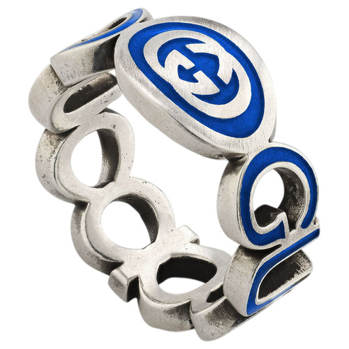Gucci GG Blue Ring | Sterling Silver | Size 13