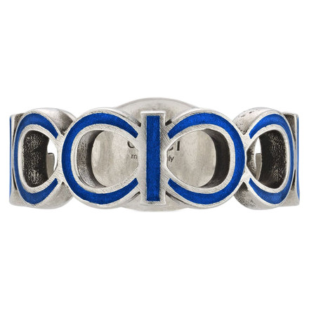 Gucci GG Blue Ring | Sterling Silver | Size 18