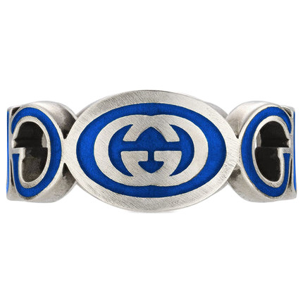 Gucci GG Blue Ring | Sterling Silver | Size 15