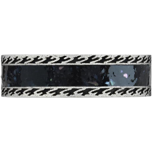 Gucci GG Black Enamel Ring | Sterling Silver | Size 19