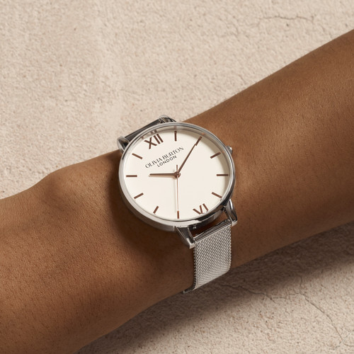 Olivia Burton Classic Ladies Watch | 38mm | Quartz | White | Mesh Bracelet