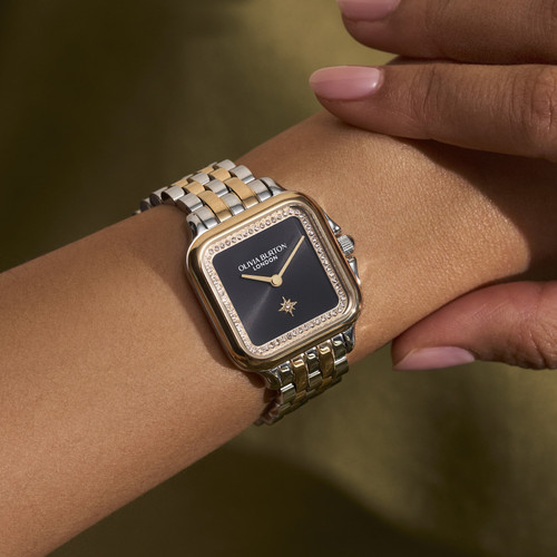 Olivia Burton Classic Grosvenor Watch | 28mm | Quartz | Black | Two-tone