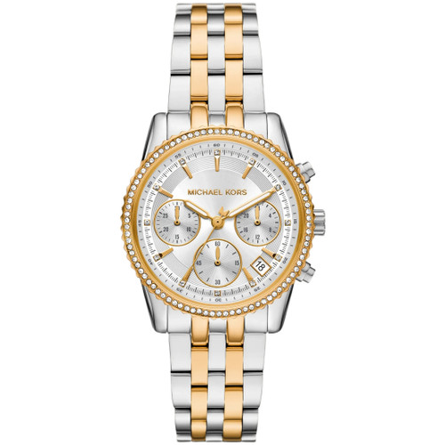Michael Kors Ladies Mini Bryant Pave Watch | 35mm | Chronograph | Quartz | White | Two Tone
