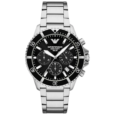 Emporio Armani Men's World Explorer Chronograph Watch | 43mm | Solar | Black