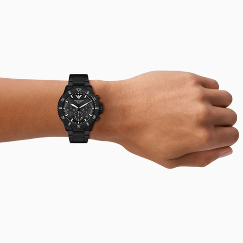 Emporio Armani World Explorer Chronograph Watch | 43mm | Solar | Black