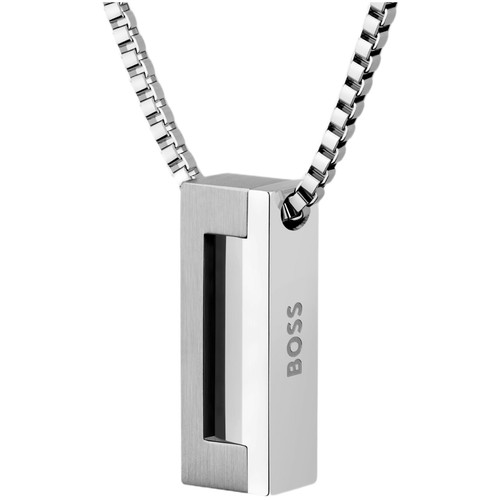 Boss Men's Brushed and polished Necklace | Boss Logo | Silver