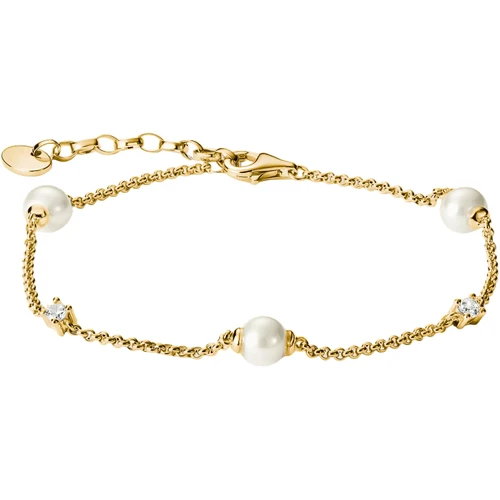 Thomas Sabo 3 Pearls and White Zirconia Bracelet | 18k Gold Plated