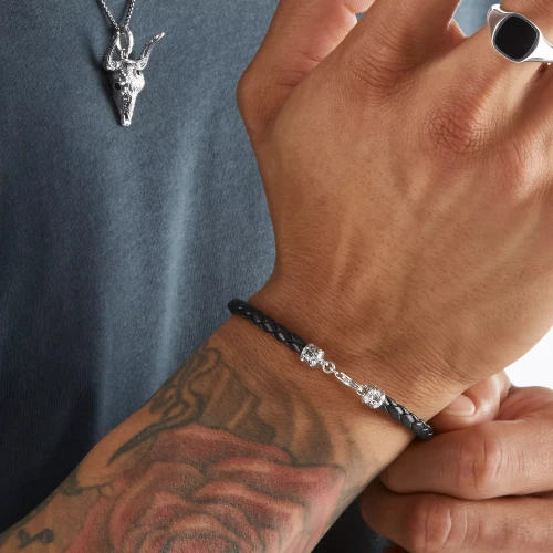 Thomas Sabo Black Leather Bracelet | Sterling Silver