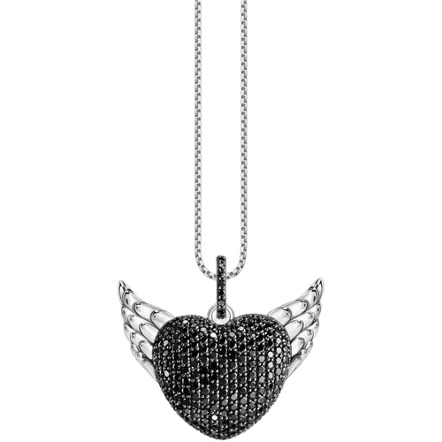Thomas Sabo Heart with Wings Pendant | Black Stones | Sterling Silver