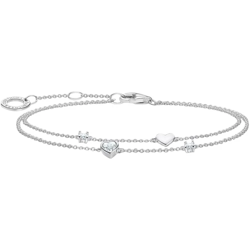 Thomas Sabo Hearts and White Stones Bracelet | Sterling Silver | Size 16-19