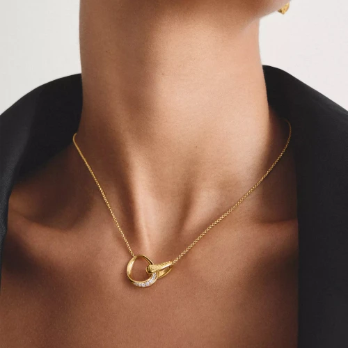 Thomas Sabo Neckalce Together White Zirconia | 18k Gold Plated | KE2380-M01-14-L45V