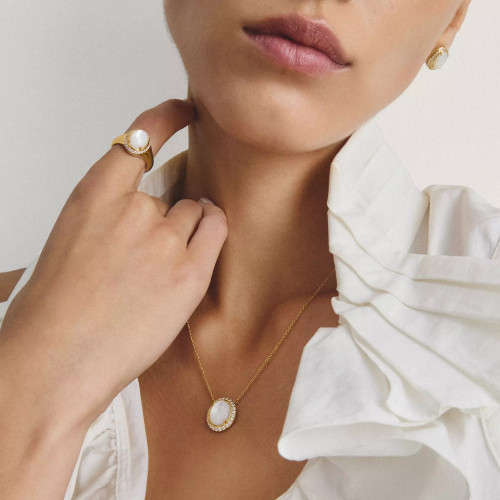 Thomas Sabo Necklace Mother of Pearl | White Zirconia | 18k Gold Plated | KE2379-M01-14-L50V