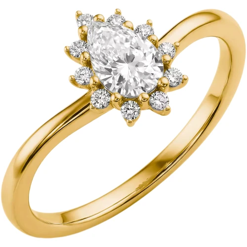 Thomas Sabo Ring Drop Zirconia | Teardrop Shape | 18k Gold Plated | TR2479-M01-14-54