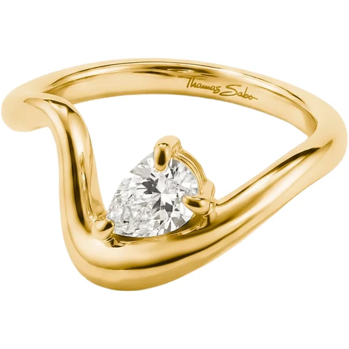 Thomas Sabo Ring | Wave Zirconia | Yellow Gold | Teardrop Shape | TR2543-M01-14-54
