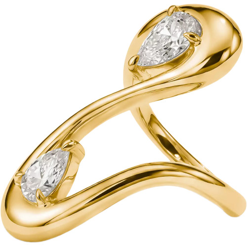 Thomas Sabo Ring | Wave Zirconia | Yellow Gold | Teardrop Shape | TR2545-M01-14-54