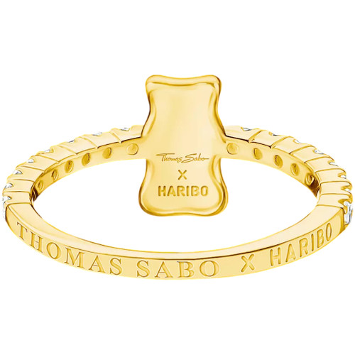 Thomas Sabo Haribo Bear Ring | 18k Yellow Gold Plated | White Zirconia | Size 58