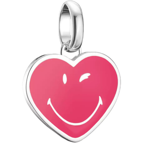 Thomas Sabo Smiley Heart Charm Pendant | Sterling Silver | Pink