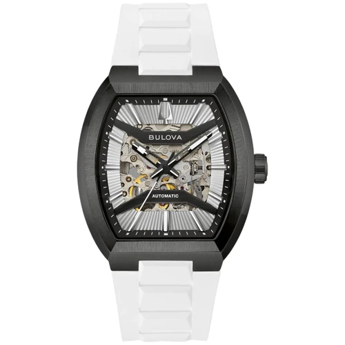 Bulova Maquina Watch | 40mm | Automatic | Silver | White Rubber Strap