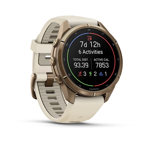 Garmin Fenix 9 Pro AMOLED Watch | 43mm | Sapphire | Titanium | Cream Autumn Gold | Fog Grey Band
