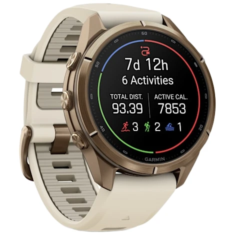 Garmin Fenix 9 Pro AMOLED INREACH Watch | 43mm | Sapphire | Titanium | Cream Autumn Gold | French Grey