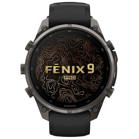 Garmin Fenix 9 Pro AMOLED Watch | 47mm | Sapphire | Titanium | Carbon Gray DLC | Black | Pebble Grey Band